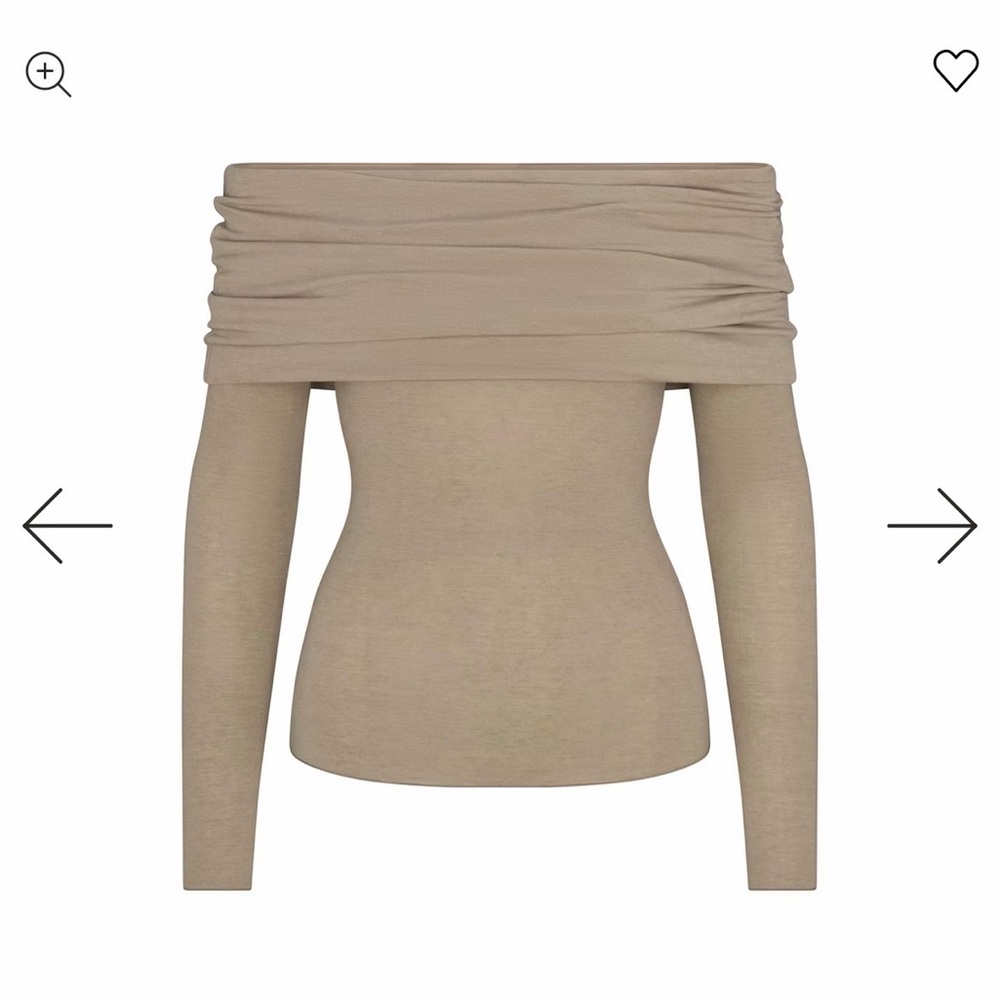 SKIMS Long Sleeve Off-Shoulder Shirt - Beige - Picture 2 of 2